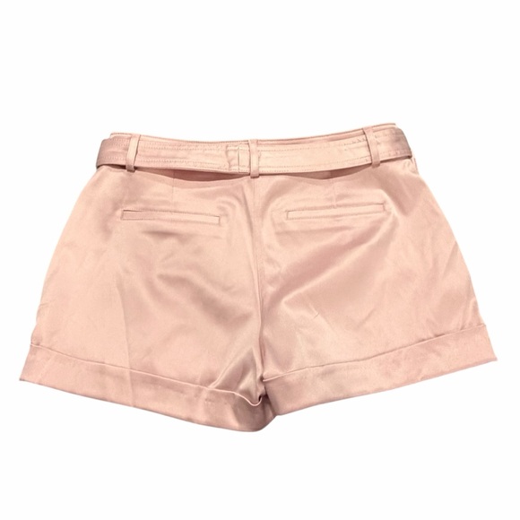 Express Light Pink Belted Satin Dress Shorts - Size 6 - Picture 5 of 13